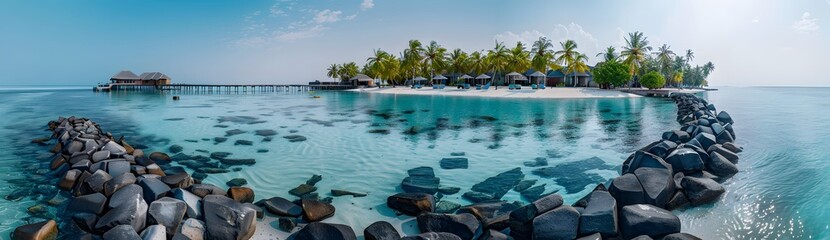 Fototapeta premium Maldives Luxury Resort Island Panorama
