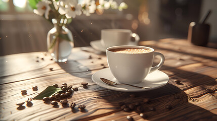 Vibrant Morning Coffee in Cozy Setting