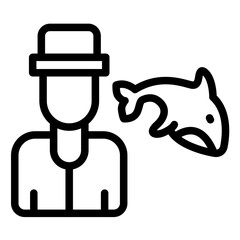 Fisherman vector icon illustration of Coastline iconset.
