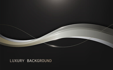 Elegant abstract silver waves on a black background