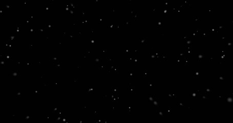 Shiny shimmering grain dust particles floating dark room. Fluid abstract dust flying randomly realistic snow glare winter morning flare sparkles light background. VFX overlay asset steam mist bg