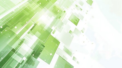 A modern tech presentation template with a Plexus background in green and white, simple and colorful, high-quality image