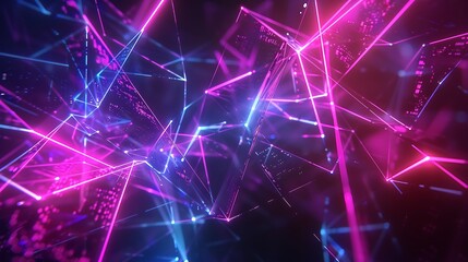 A modern technology presentation with a Plexus background in neon colors, simple and clean layout, high-quality image