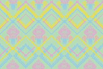 Hand drawn geometric African Ikat paisley embroidery. ethnic oriental ikat seamless pattern. abstract illustration design for wallpaper. Tribal ethnic vector texture. Aztec style. Folk embroidery.