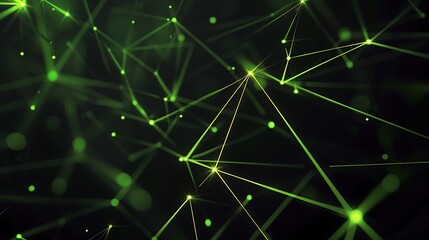 A modern technology template with a Plexus background in black and neon green, simple and high-quality image