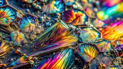 Closeup image of distorted and colorful sodium under a microscope, sodium, micrograph, altered, crazy, abstract