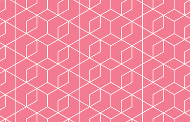 The geometric pattern with lines. Seamless vector background. White and pink texture. Graphic modern pattern. Simple lattice graphic design