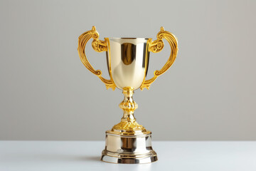 luxury golden award trophy on white background