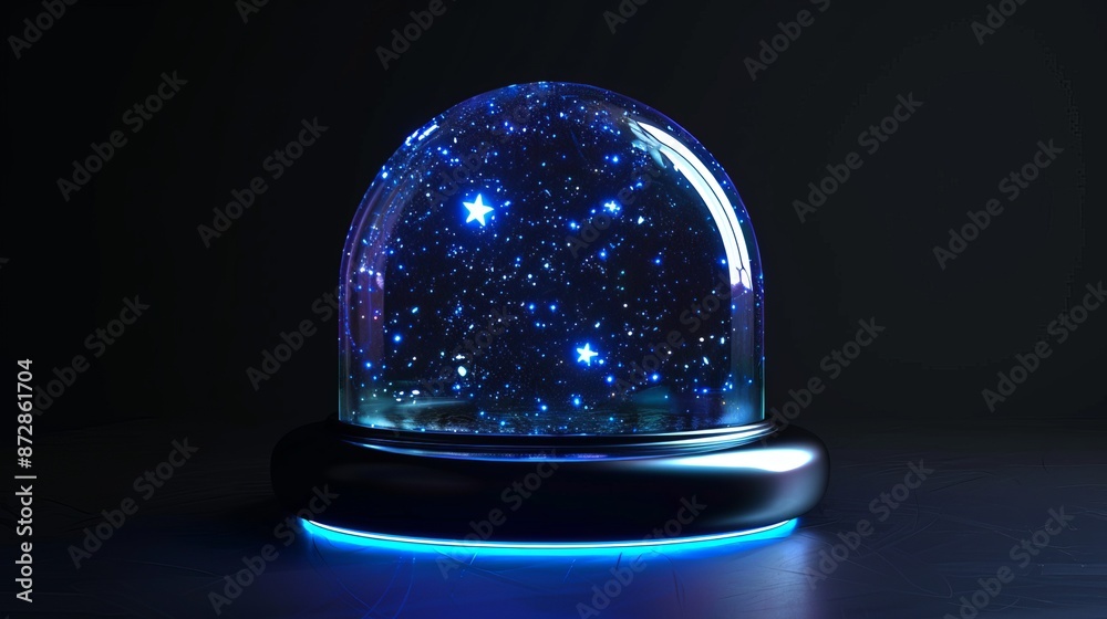 Aufkleber This image shows a burst dome light isolated on a blue background with a bubble shield for show power.