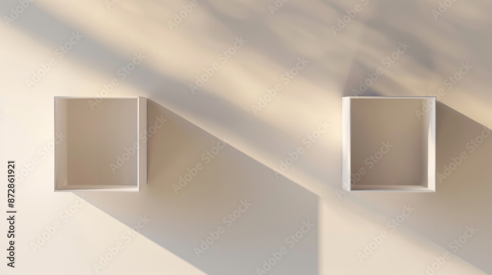 Aufkleber The white box 3D model is viewed from the top. A blank open cardboard box mockup template is included as well.