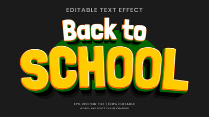 Back to school 3d editable text effect template