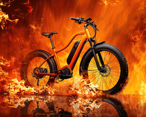 Obraz premium electric bike in fire