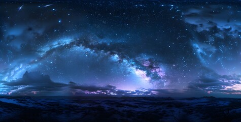 Naklejka premium Milky Way Panorama with Distant Clouds