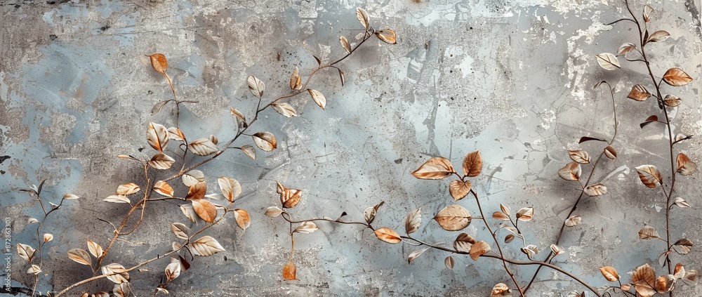 Aufkleber a floral branch pattern with a natural banner on a modern abstract background with watercolor textur