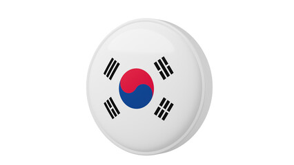 South Korea, korean Circle flag icon . Transparent backgound. 3d rendered with alpha channel. Round shape.