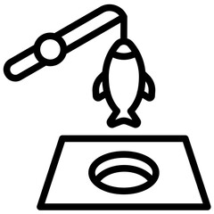 Ice Fishing vector icon illustration of Fishing iconset.