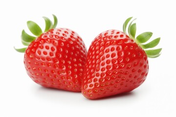 Fresh red strawberry on a pure white background, perfect for food photography and design projects