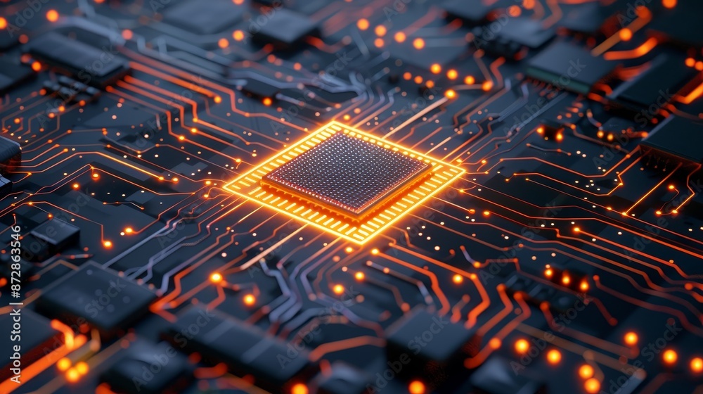 Fototapete it is a matrix-styled digital building on an abstract technology background; it is a technological c