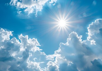 Summer Sky with Bright Sunlight and Clouds