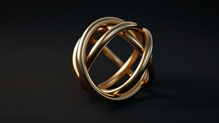 A pair of intertwined golden rings, symbolizing eternal love, set against a rich black canvas, radiating sophistication.
