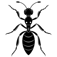 Solid black outline ant animal Vector Illustration: Adorable Feline Design