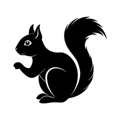 Solid black outline squirrel animal Vector Illustration: Adorable Feline Design