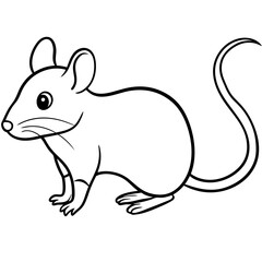 Solid black outline mouse animal Vector Illustration: Adorable Feline Design