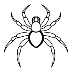 Solid black outline Crab Spider animal Vector Illustration: Adorable Feline Design