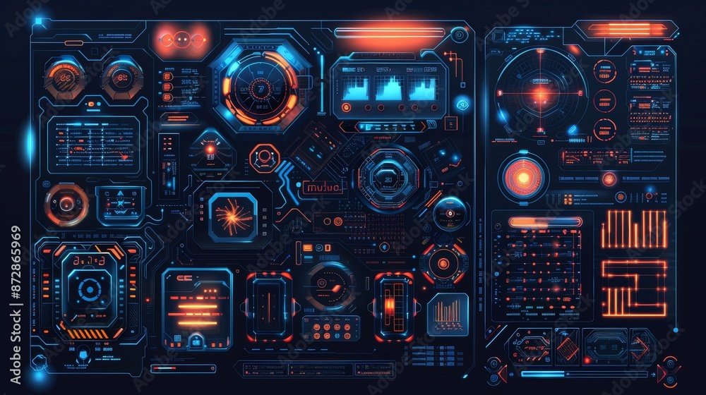 Aufkleber modern hud-style futuristic titles. hud, gui for game background design. technology background. digi