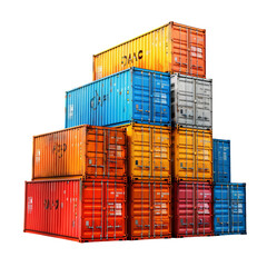 Fototapeta premium Containers for Import/Export Business Isolated on Transparent or White Background, PNG