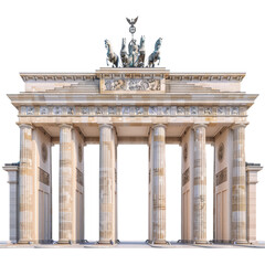 Brandenburg Gate Berlin Gate Isolated on Transparent or White Background, PNG