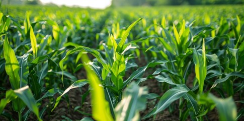 Naklejka premium Thousands of corn cobs in the corn plantation under the hot sun.