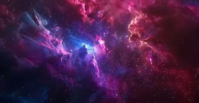 A colorful nebula with stars in the background