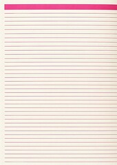 Obraz premium Pink Lined Paper Notebook Texture Background