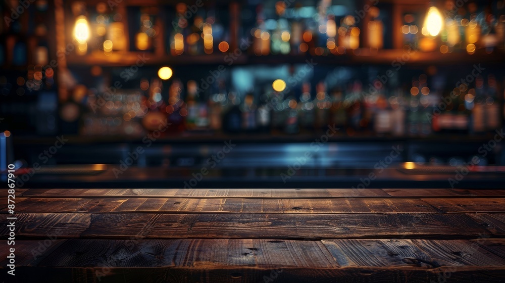 Poster here's a wood table on a blurred background - perfect for montaging or displaying products