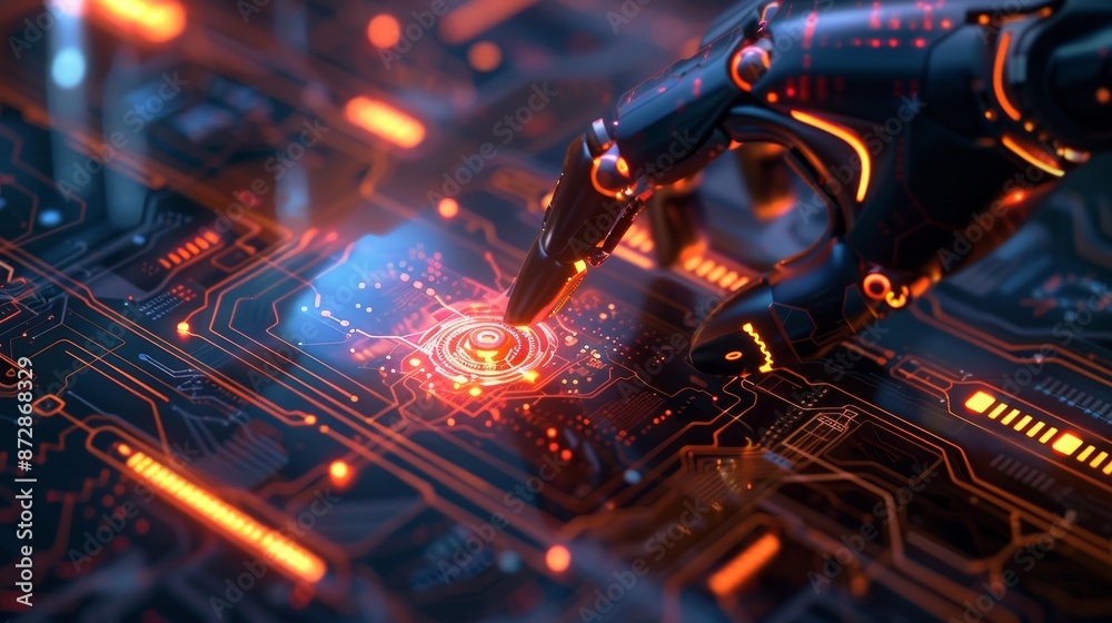 Leinwandbilder Information and data accessible online through a series of technologies including stock, smart robots, stocks, and innovations from various fields of science.