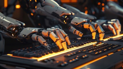 Fototapeta premium AI robots assist chatbots, chat AI, generating images, writing code, and analyzing data through a website or computer software.