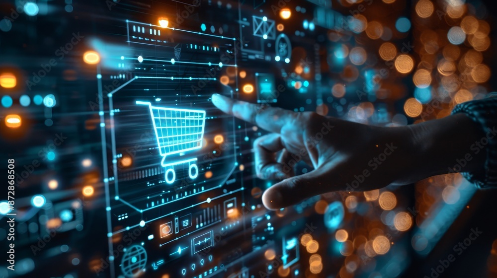 Aufkleber Computer and smartphone interface symbolizing online shopping.