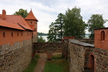 Trakai Lithuania 01 07 2024 . Trakai island castle of the Lithuanian princes on the island of Lake...