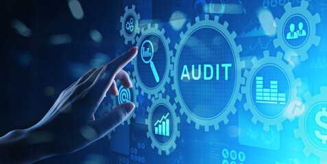 Audit - official financial examination for business as concept on virtual screen.