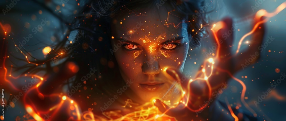 Leinwandbilder the woman holds a global network connection in the future. we will be able to communicate with each 
