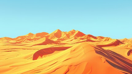 Naklejka premium Scorching Desert Landscape with Vibrant Sand Dunes