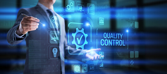 Quality control assurance standards certification business technology concept.