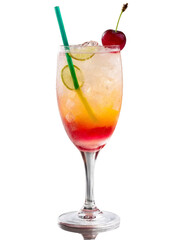 Shirley Temple Tall glass with grenadine lemon lime soda and cherry non alcoholic mocktail