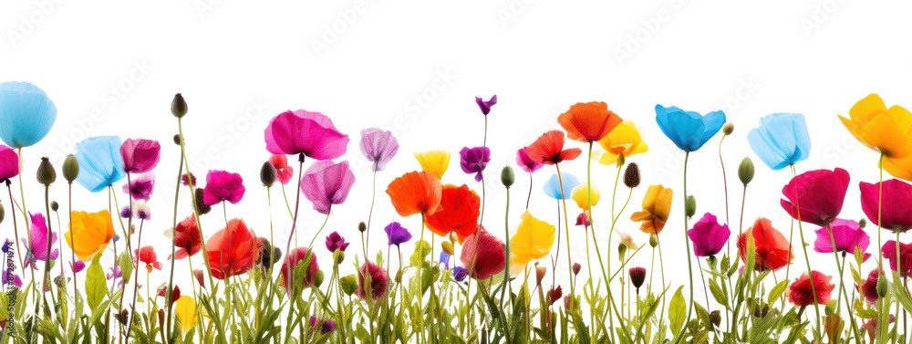 Wall mural png colorful spring flowers field nature backgrounds grassland.