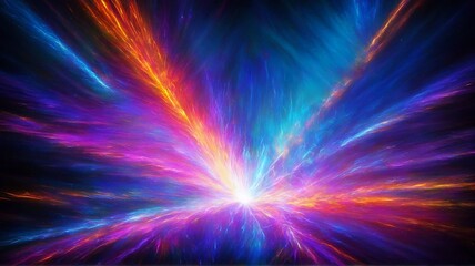 Cosmic Burst, A Radiant Explosion of Light and Energy, A mesmerizing abstract artwork capturing the explosive energy and vibrant colors of a cosmic phenomenon, Streaks of light radiate outwards