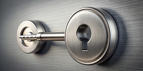 Close-up of silver key inserted into keyhole, Unlock, security, access, entry, lock, entrance, metal, house, safety, protection