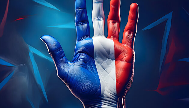 14, 14th, juli, frankreich, bemalte, hand, fahne, flagge, feiertag, neu, paris, symbolisch, abstrakt, Kunst, design, bastille, day, national, blau-wei&szlig;-rot, tricolor, gestreift, hintergrund, gestalten
