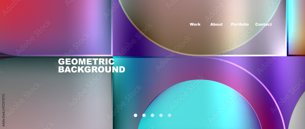 Aufkleber bright colorful squares with round elements minimal geometric background. vector illustration for wa