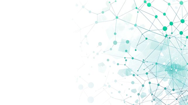 A sleek and colorful Plexus-style background with white and teal nodes for a tech template, simple and high-quality image